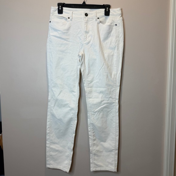 J. Jill Pants - J. Jill Womens Cream Velour Straight Leg Pants Womens Sz 8 Stretch Cotton Blend